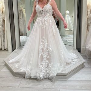 Blush Maggie Sottero A-Line Ballgown Wedding Dress with sparkle tulle